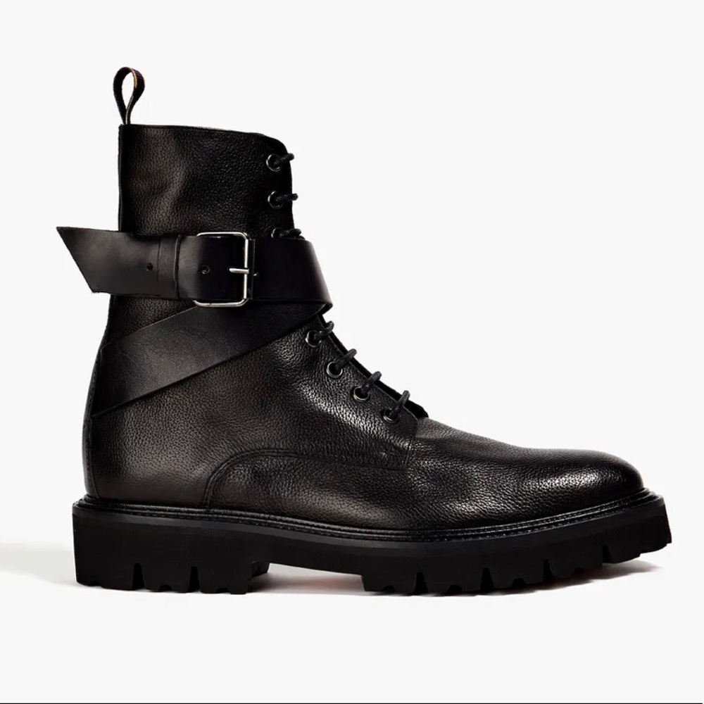 Paul Smith Buckled Leather Platform Combat Boots UNISEX